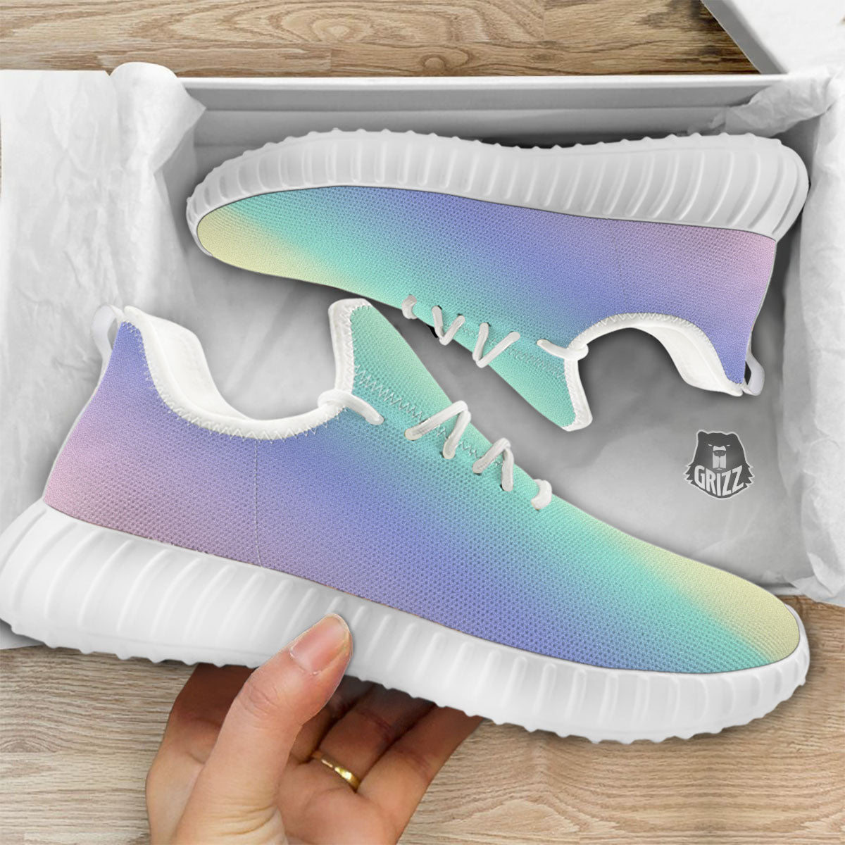 Rave Pastel Print Pattern White Walking Shoes-grizzshop