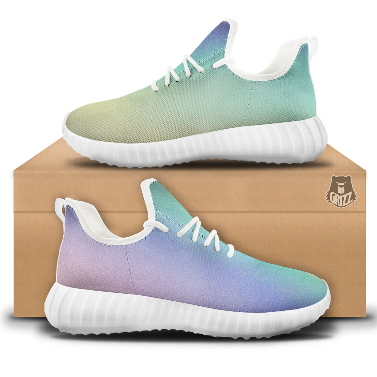 Rave Pastel Print Pattern White Walking Shoes-grizzshop
