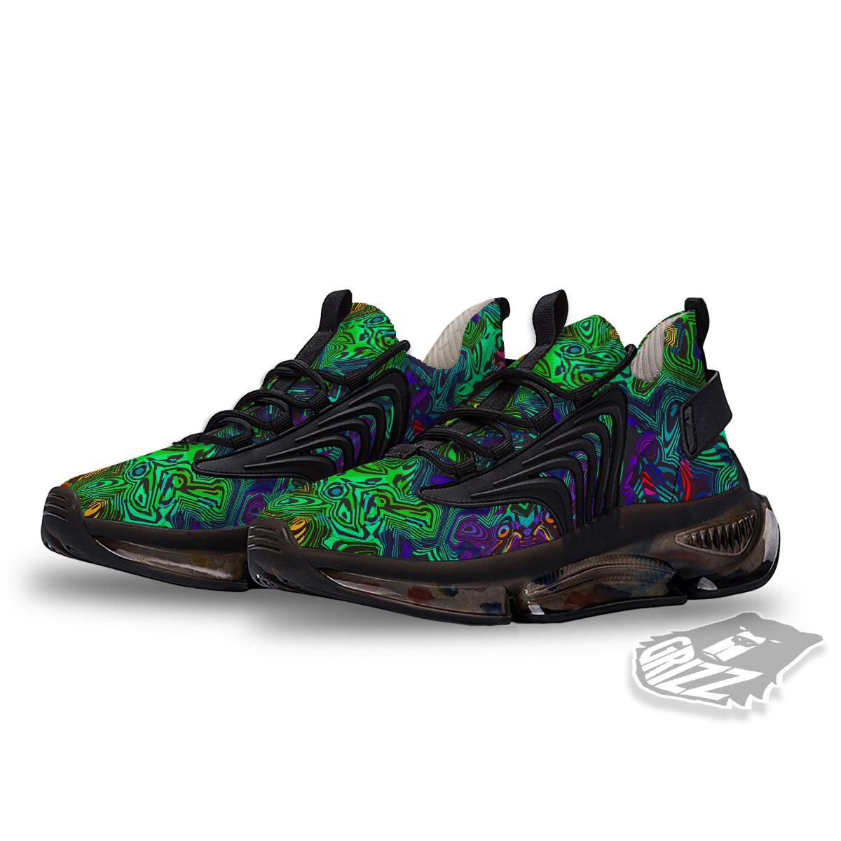 Rave Psychedelic Print Pattern Black Gym Shoes-grizzshop