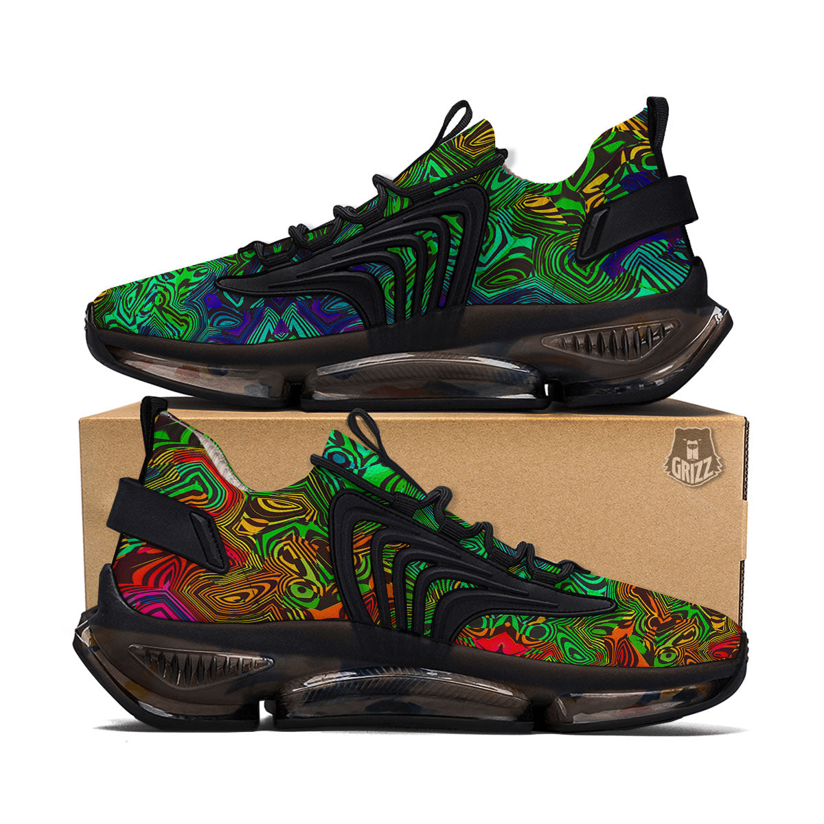 Rave Psychedelic Print Pattern Black Gym Shoes-grizzshop