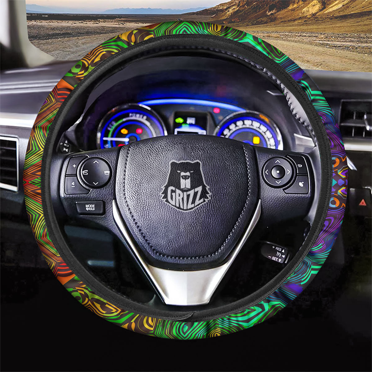 Rave Psychedelic Print Pattern Car Steering Wheel Cover-grizzshop