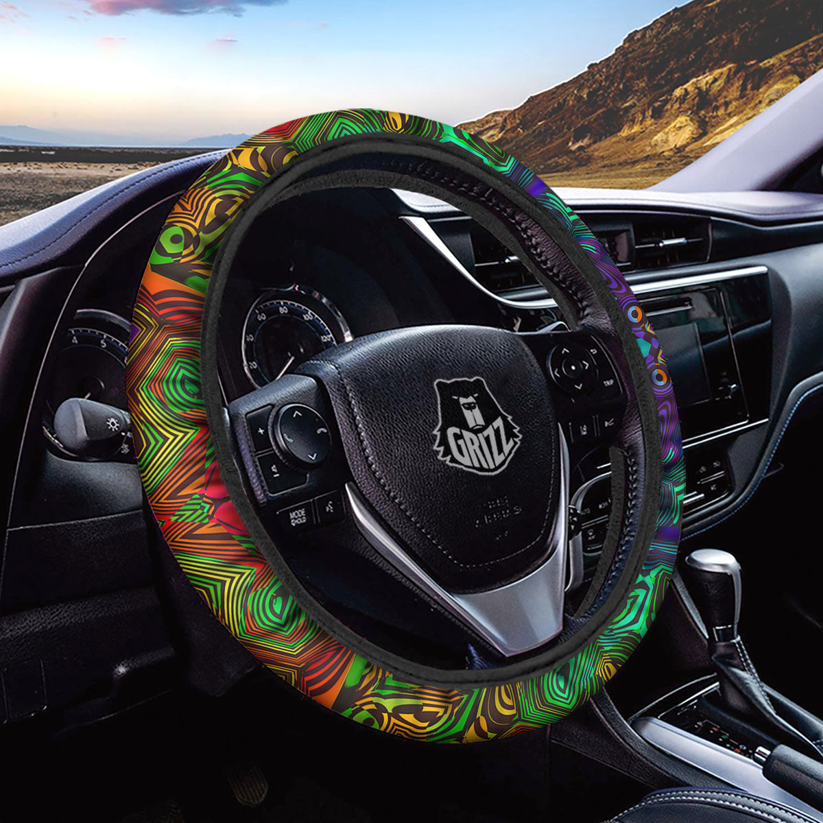 Rave Psychedelic Print Pattern Car Steering Wheel Cover-grizzshop