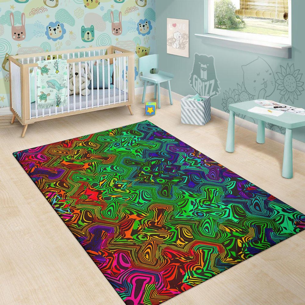 Rave Psychedelic Print Pattern Floor Mat-grizzshop