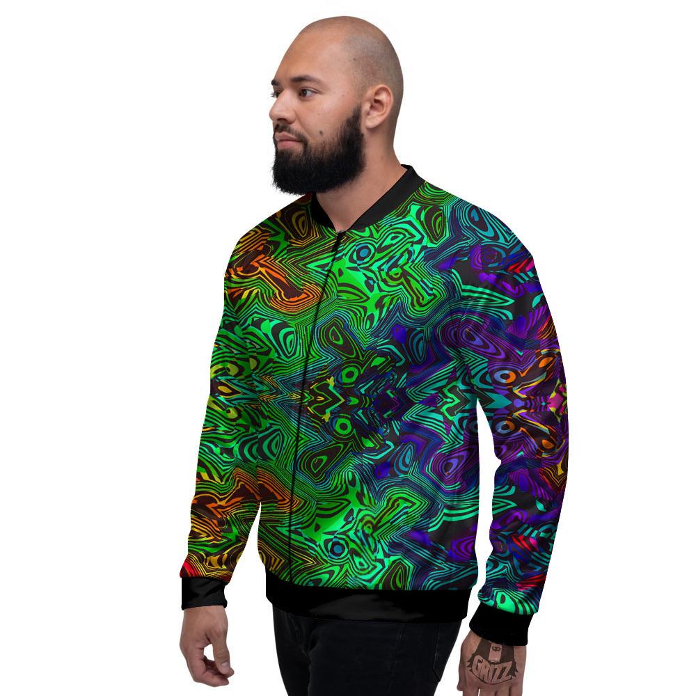 Rave Psychedelic Print Pattern Men's Bomber Jacket-grizzshop