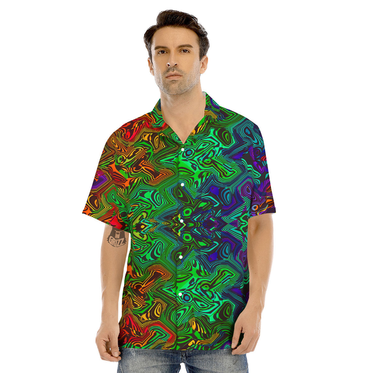 Rave Psychedelic Print Pattern Men's Hawaiian Shirt-grizzshop