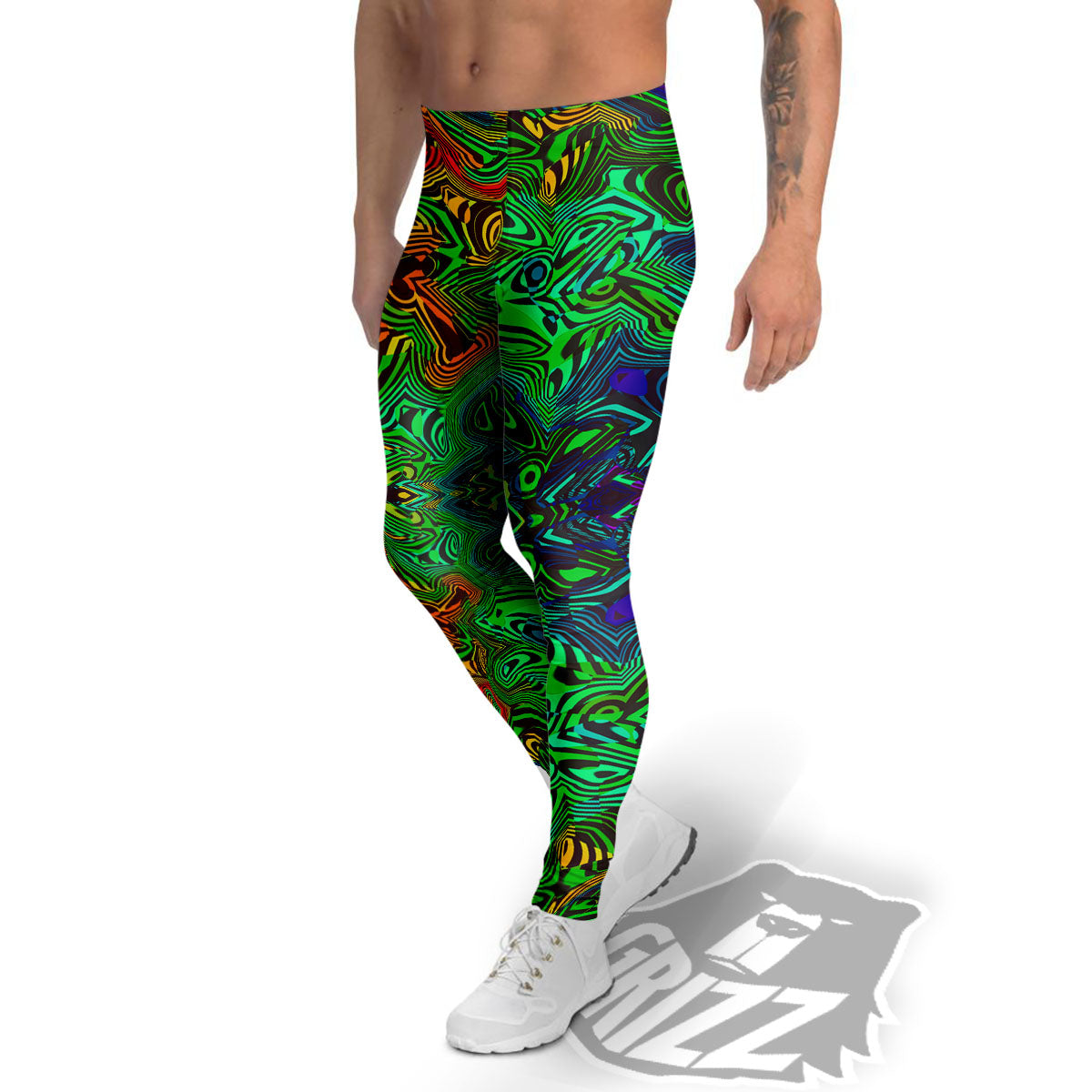 Rave Psychedelic Print Pattern Men's Leggings-grizzshop