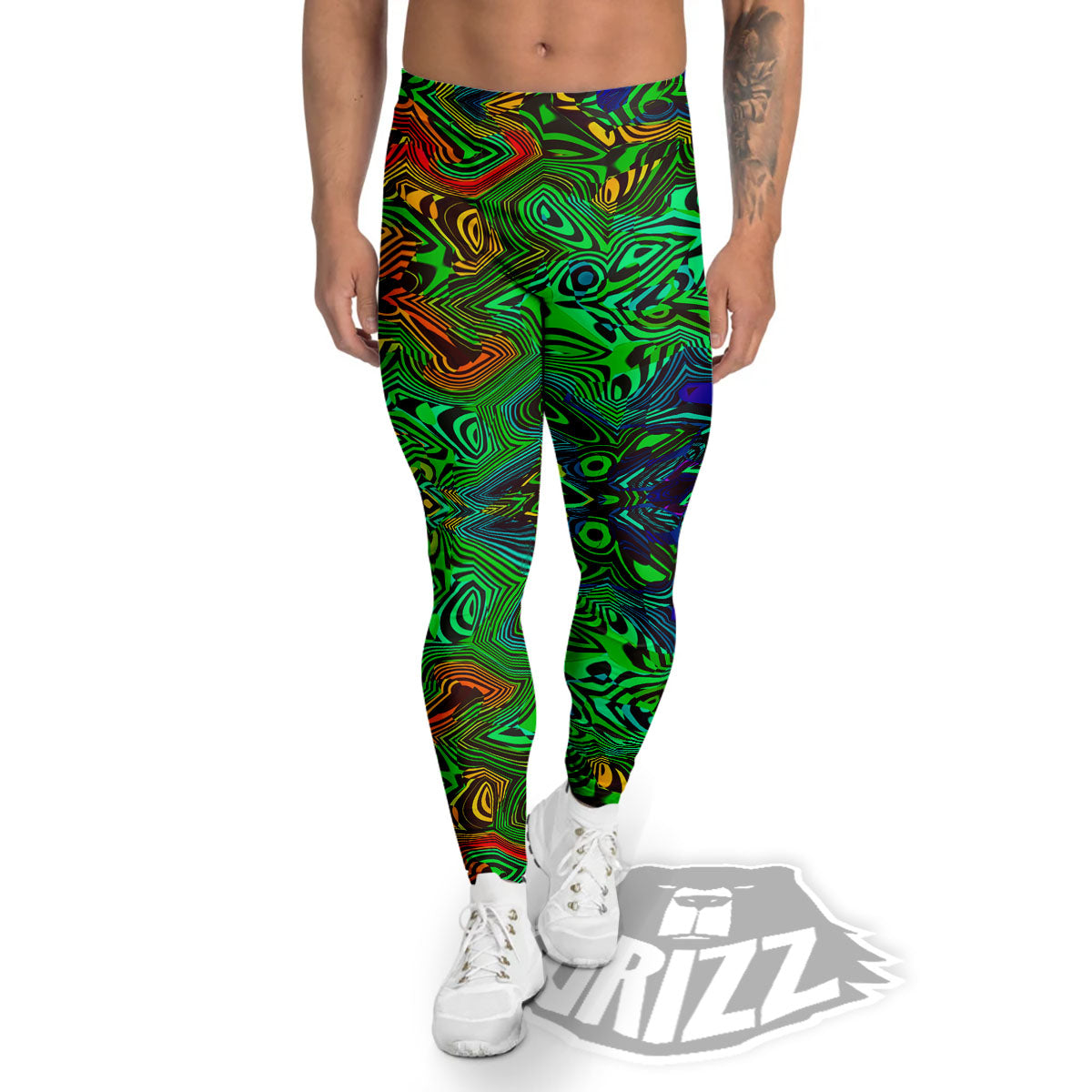 Rave Psychedelic Print Pattern Men's Leggings-grizzshop