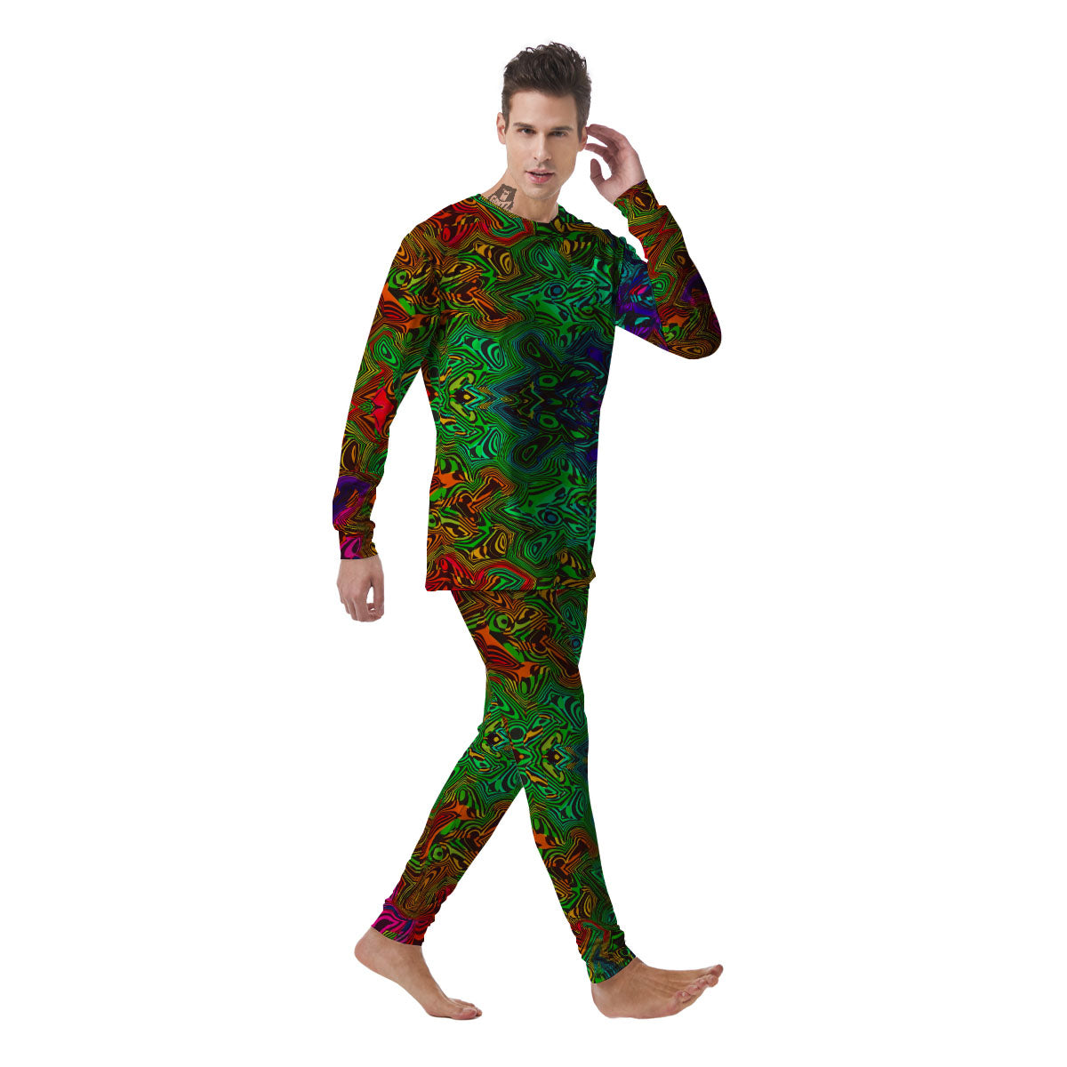 Rave Psychedelic Print Pattern Men's Pajamas-grizzshop