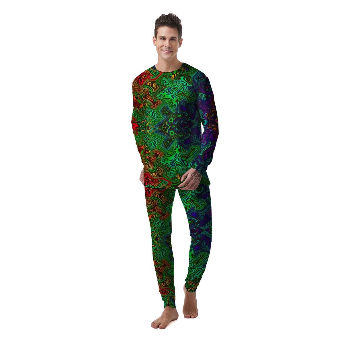 Rave Psychedelic Print Pattern Men's Pajamas-grizzshop