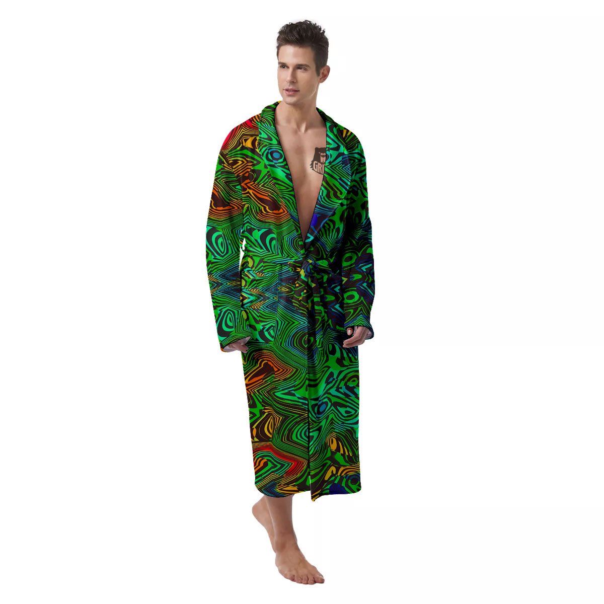 Rave Psychedelic Print Pattern Men's Robe-grizzshop