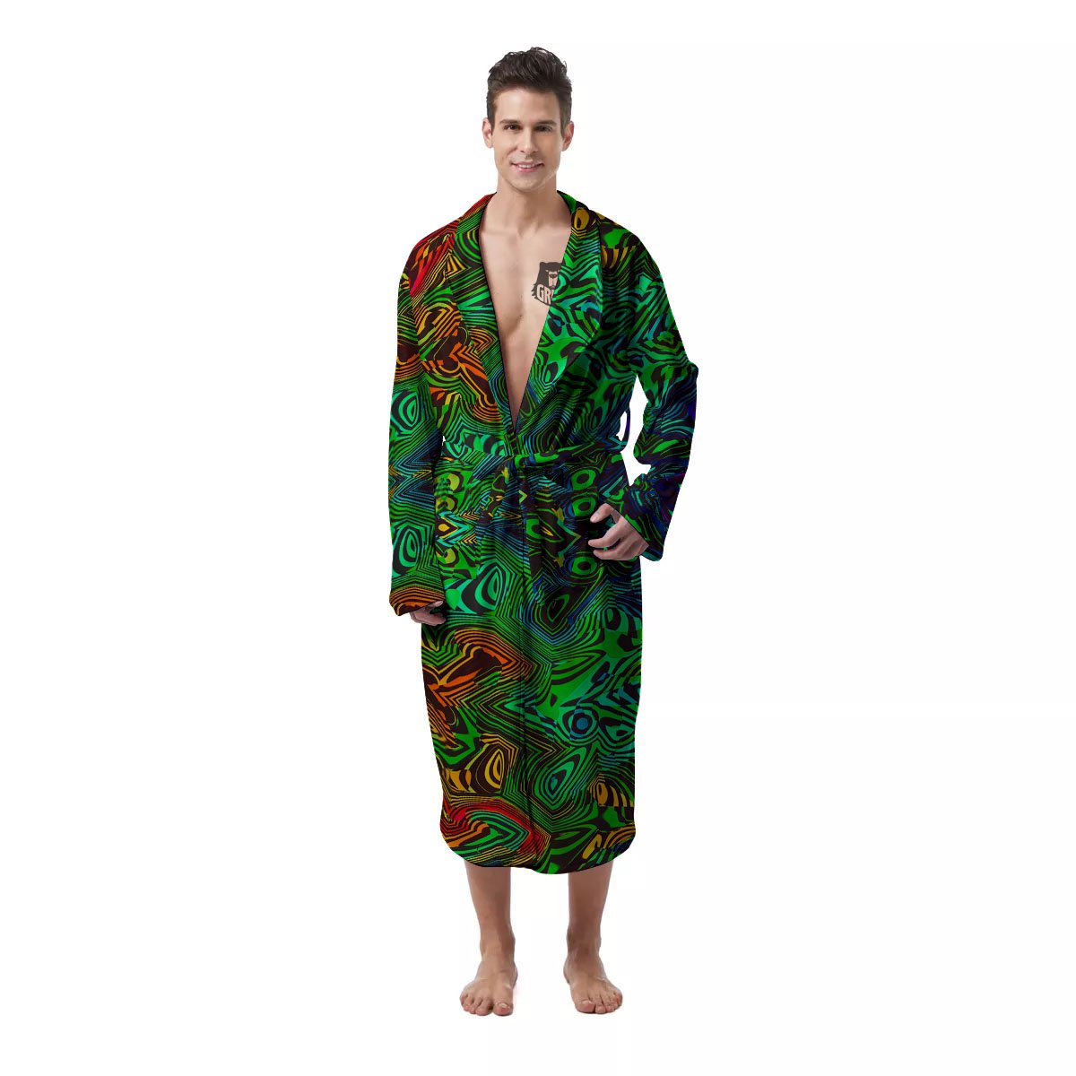Rave Psychedelic Print Pattern Men's Robe-grizzshop