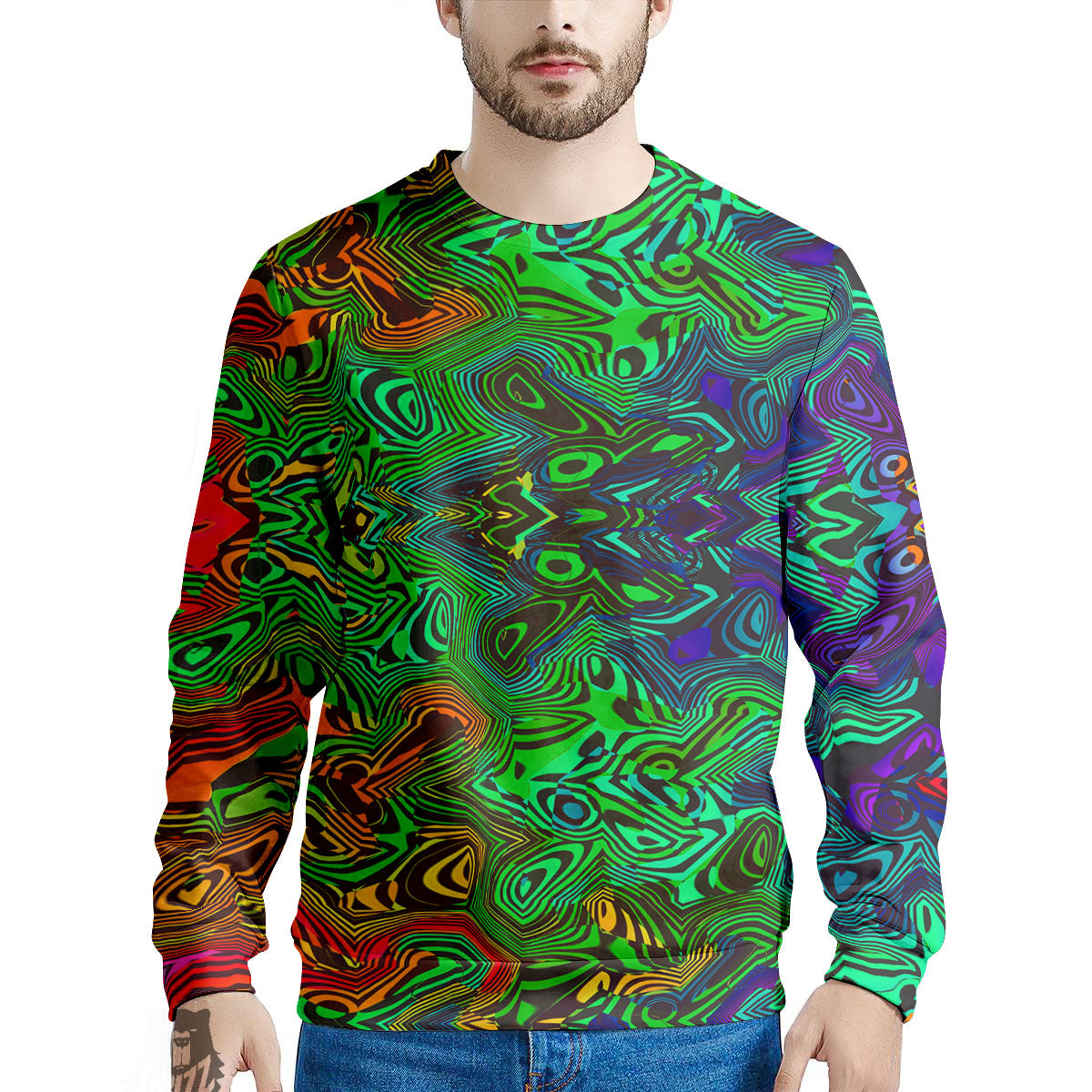 Rave Psychedelic Print Pattern Men's Sweatshirt-grizzshop