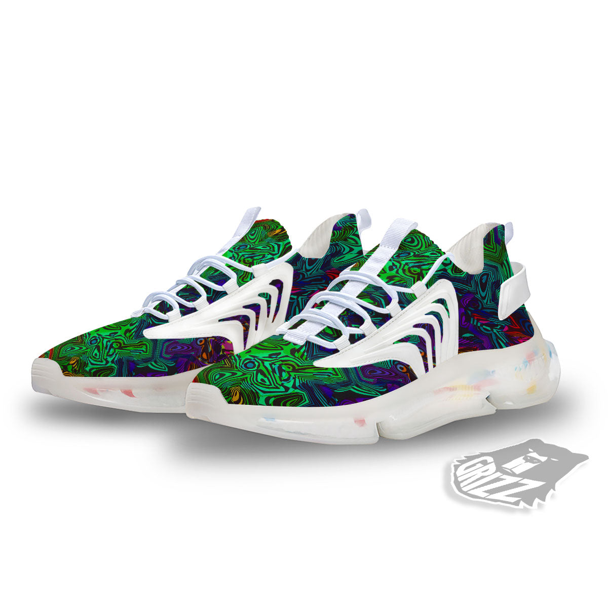 Rave Psychedelic Print Pattern White Gym Shoes-grizzshop