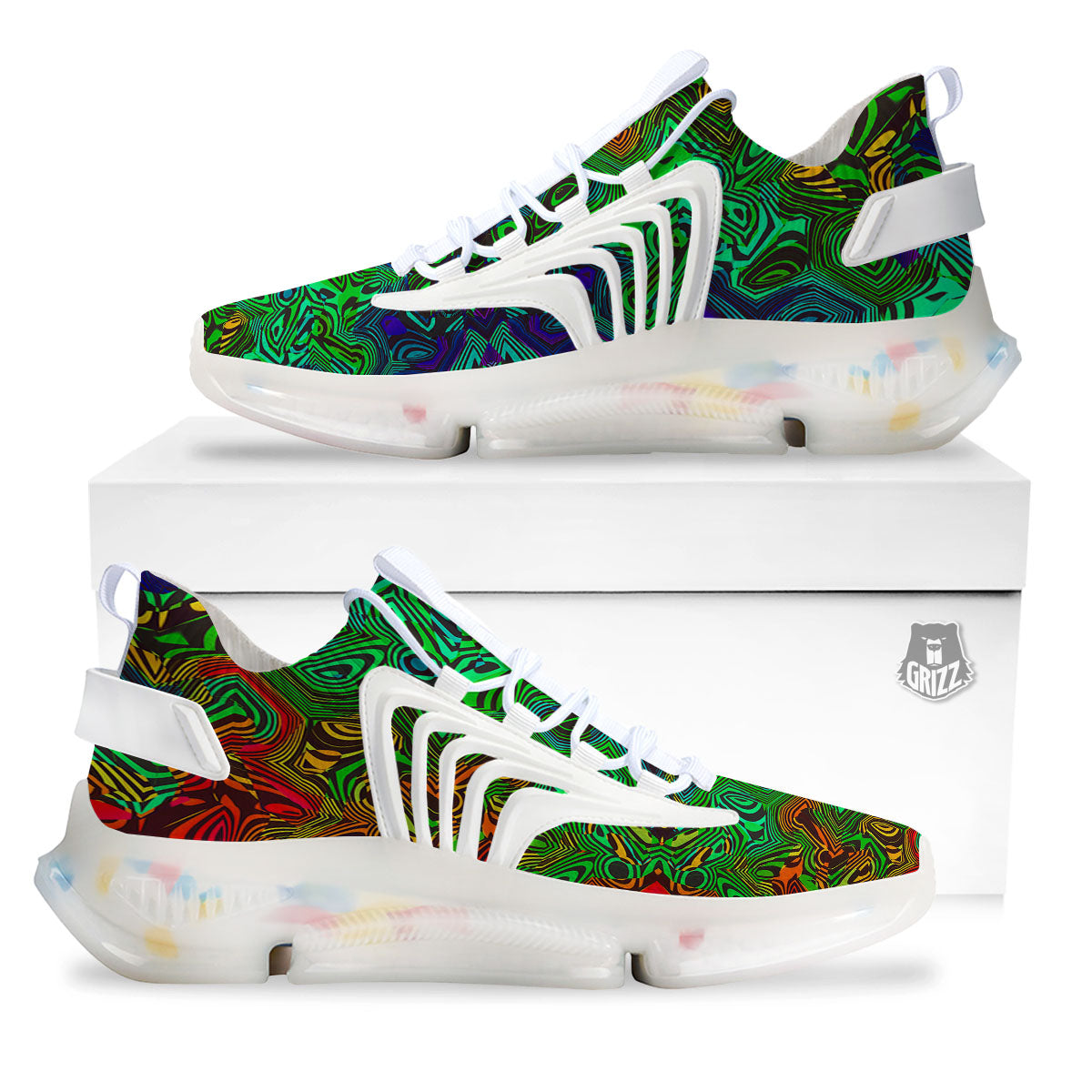 Rave Psychedelic Print Pattern White Gym Shoes-grizzshop