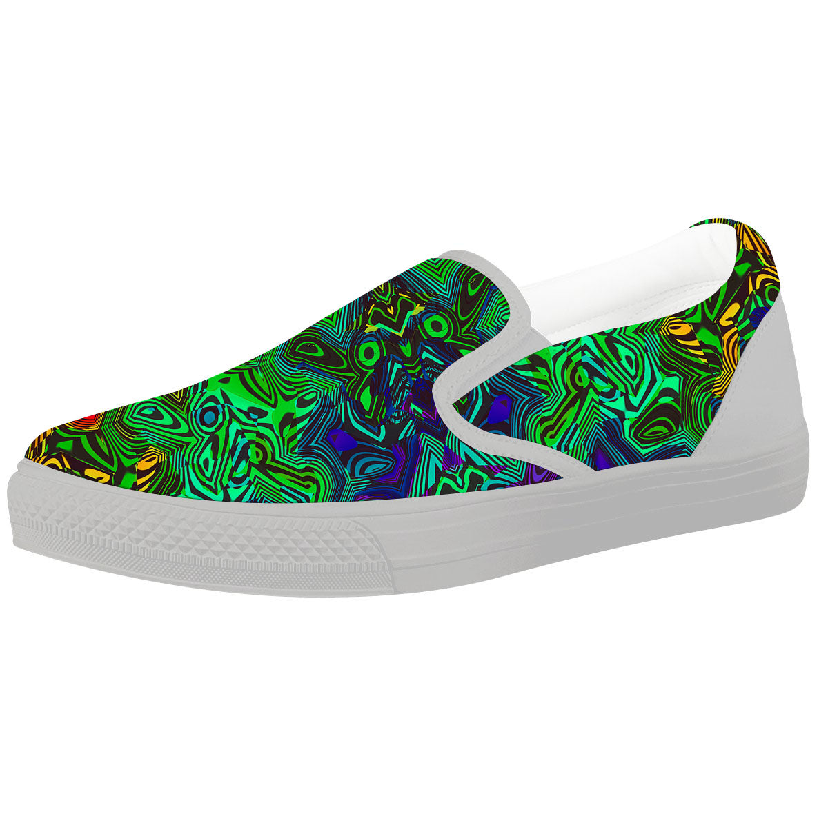 Rave Psychedelic Print Pattern White Slip On Shoes-grizzshop