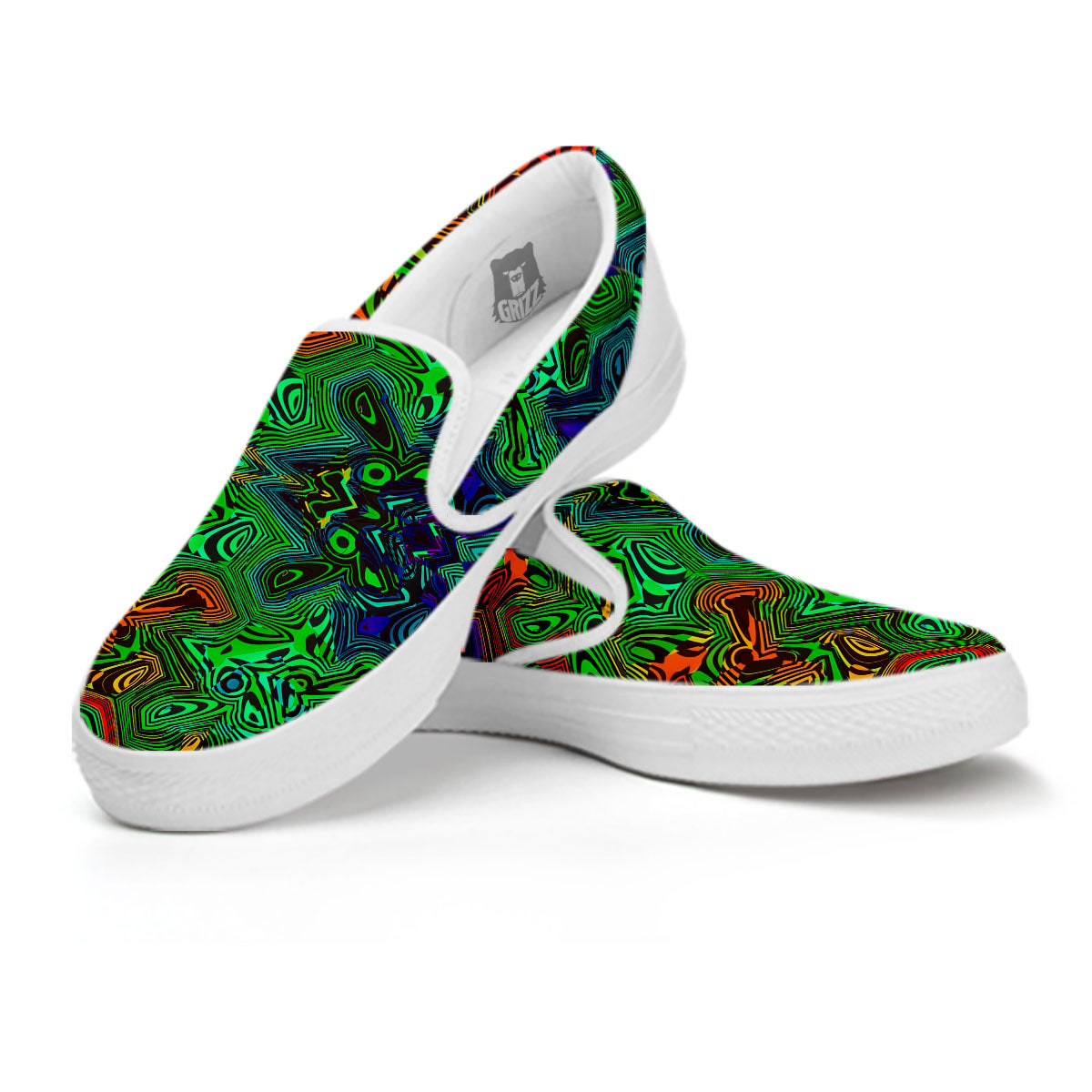 Rave Psychedelic Print Pattern White Slip On Shoes-grizzshop