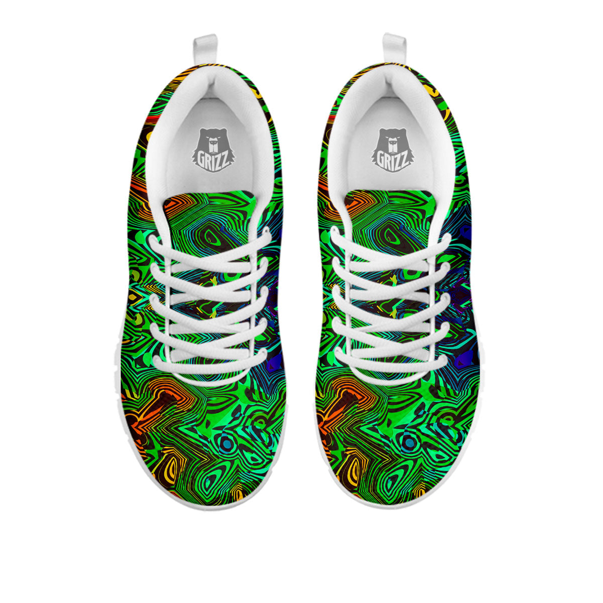 Rave Psychedelic Print Pattern White Sneaker-grizzshop