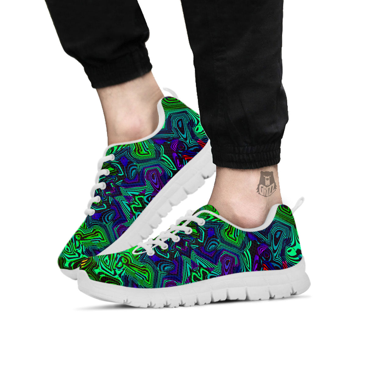 Rave Psychedelic Print Pattern White Sneaker-grizzshop