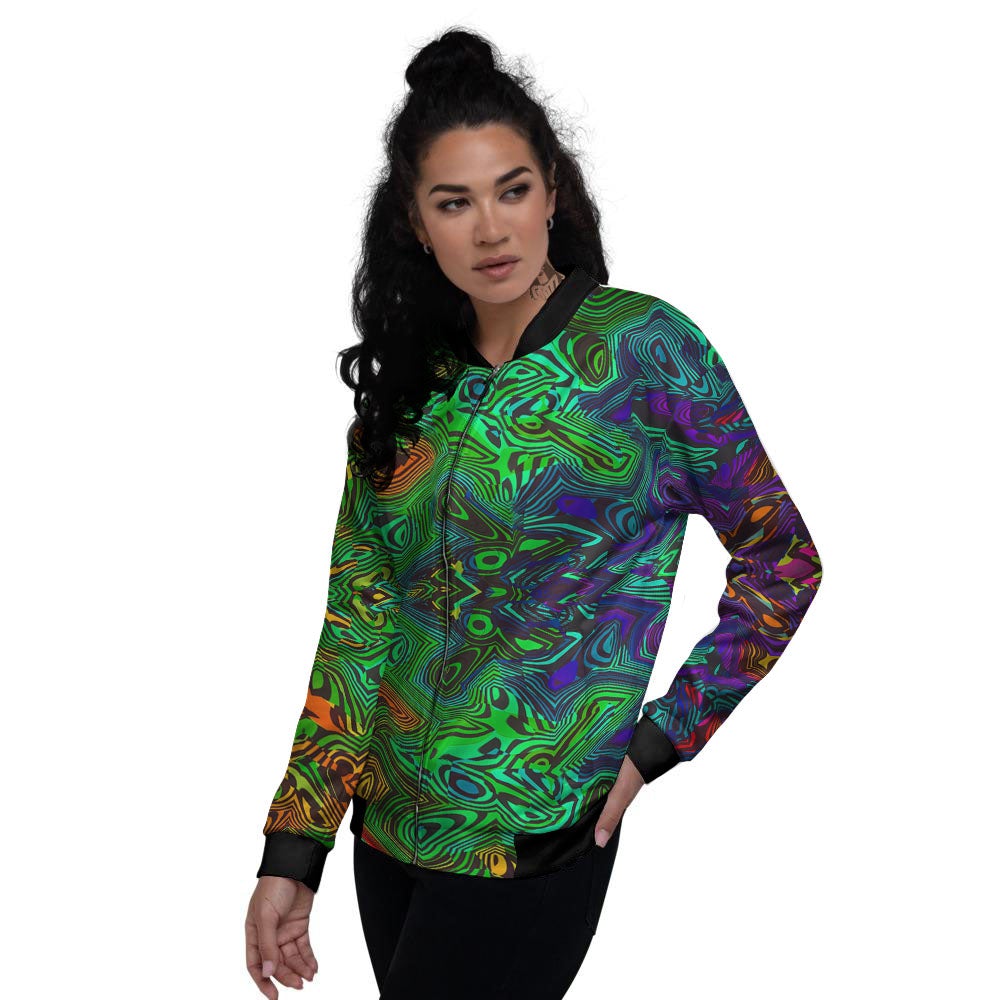 Rave Psychedelic Print Pattern Women's Bomber Jacket-grizzshop
