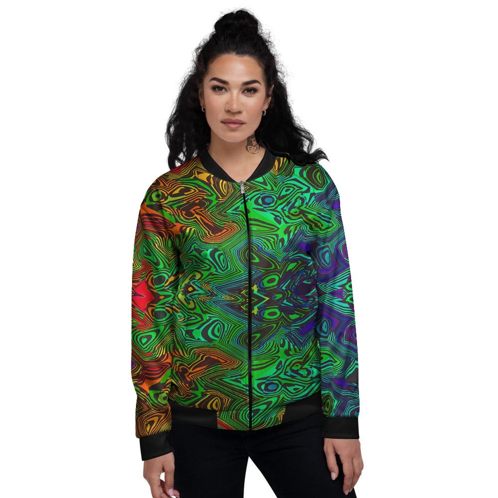 Rave Psychedelic Print Pattern Women's Bomber Jacket-grizzshop