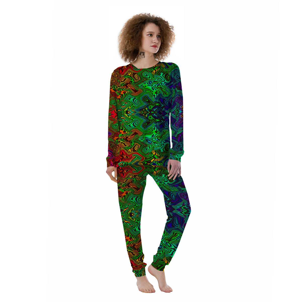 Rave Psychedelic Print Pattern Women's Pajamas-grizzshop