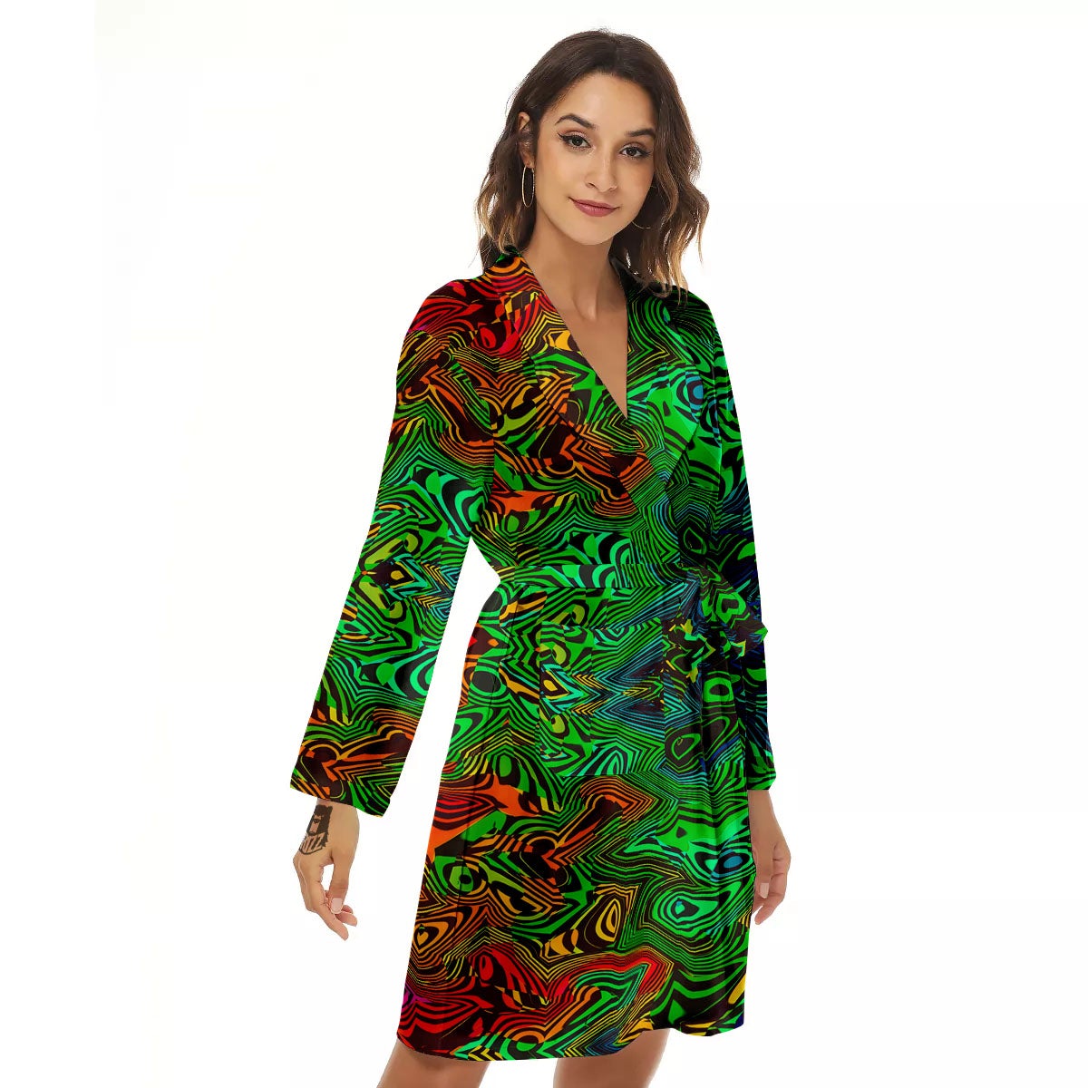 Rave Psychedelic Print Pattern Women's Robe-grizzshop