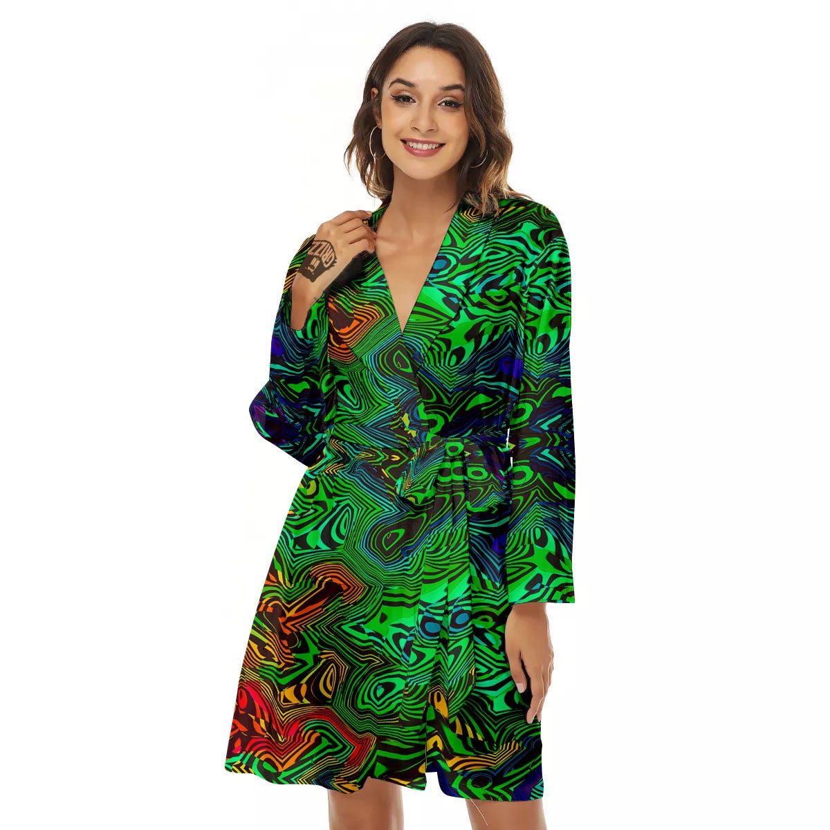 Rave Psychedelic Print Pattern Women's Robe-grizzshop