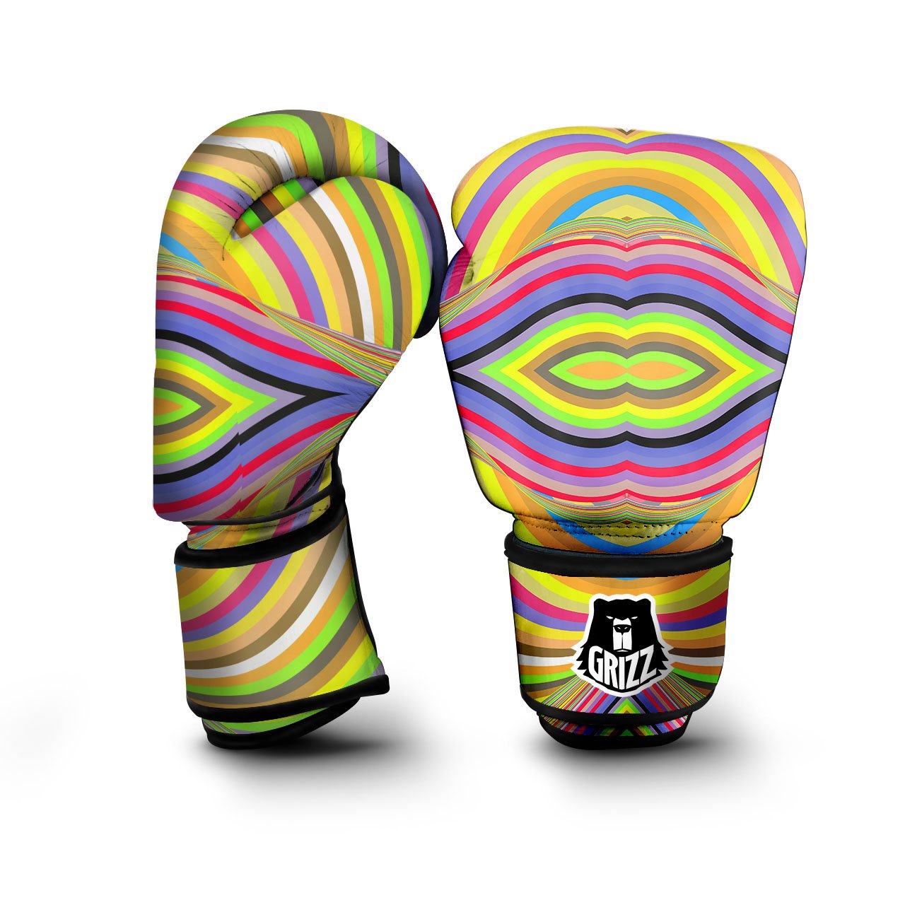 Rave Rainbow Print Pattern Boxing Gloves-grizzshop