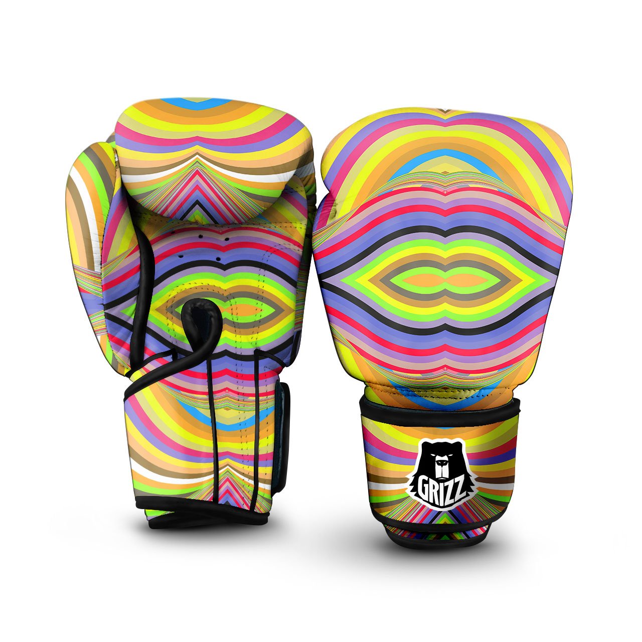 Rave Rainbow Print Pattern Boxing Gloves-grizzshop