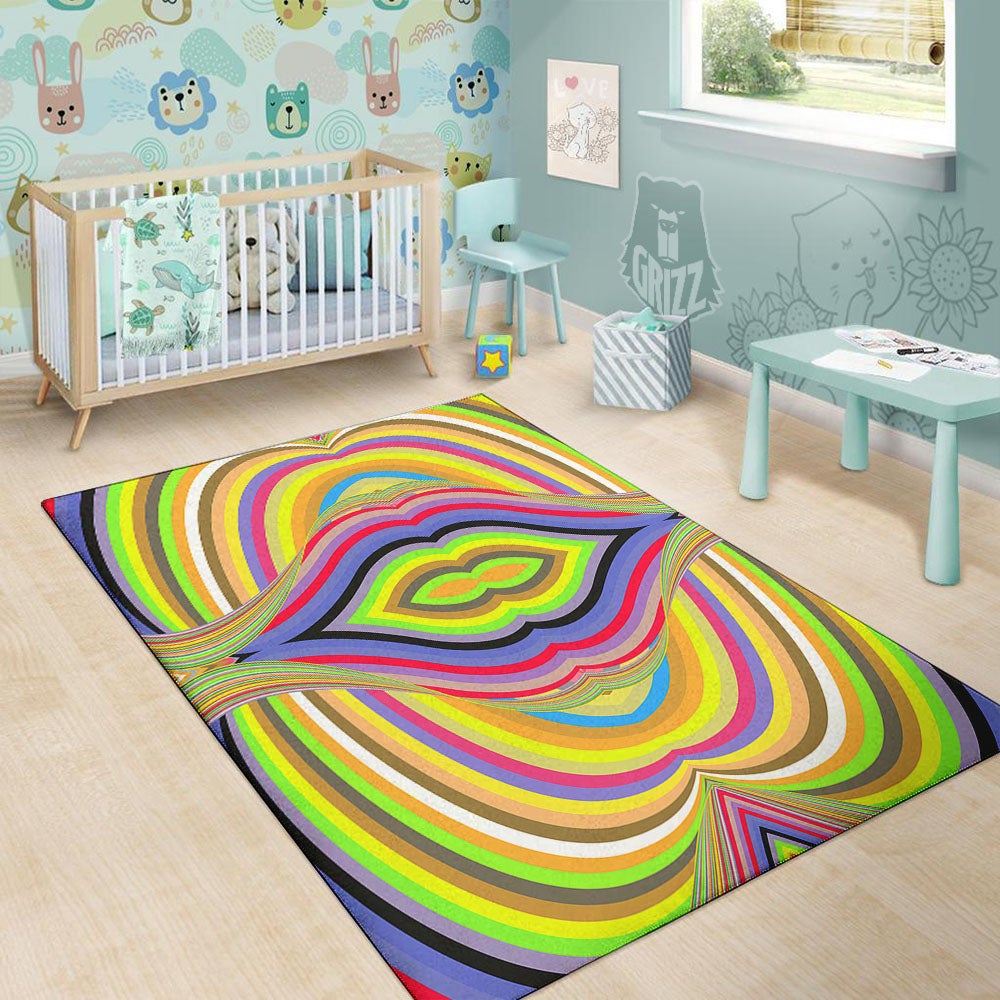 Rave Rainbow Print Pattern Floor Mat-grizzshop
