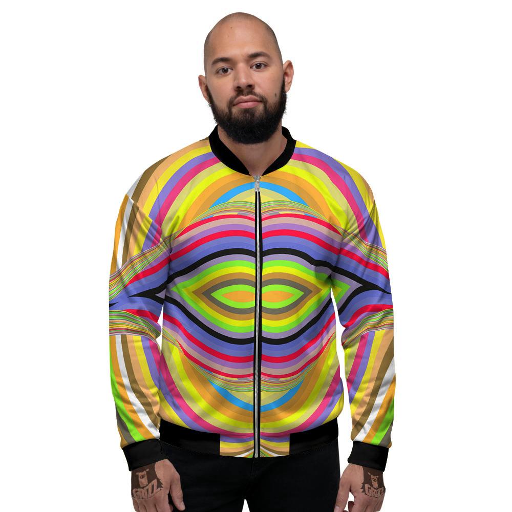 Rave Rainbow Print Pattern Men's Bomber Jacket-grizzshop