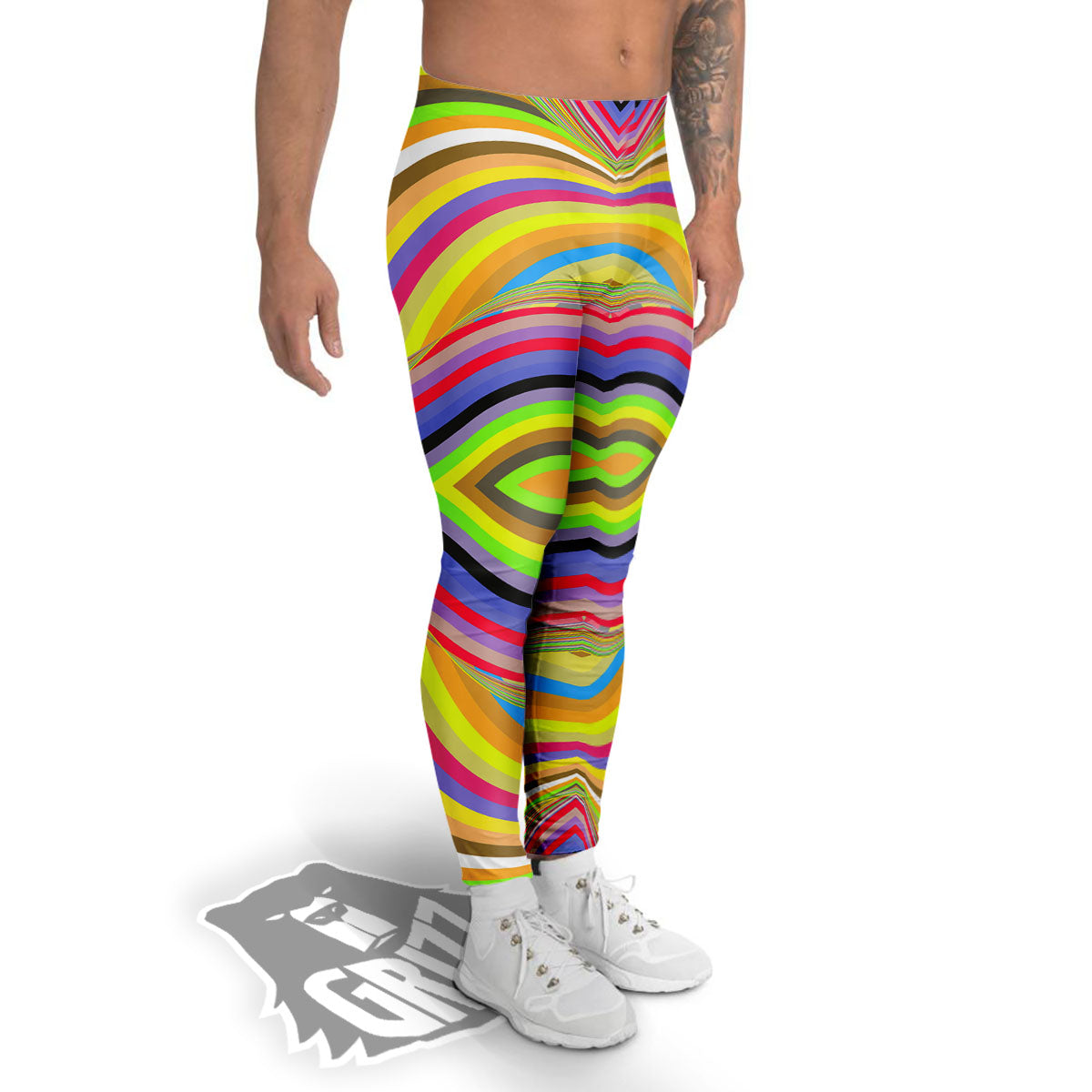 Rave Rainbow Print Pattern Men's Leggings-grizzshop