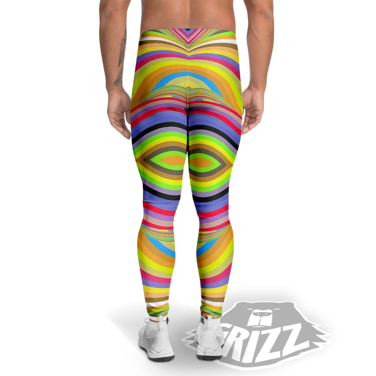 Rave Rainbow Print Pattern Men's Leggings-grizzshop