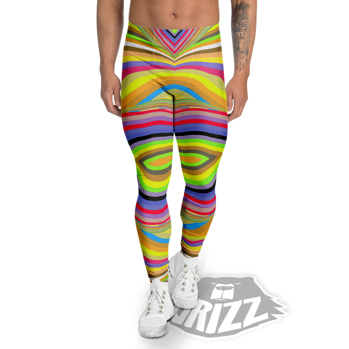 Rave Rainbow Print Pattern Men's Leggings-grizzshop