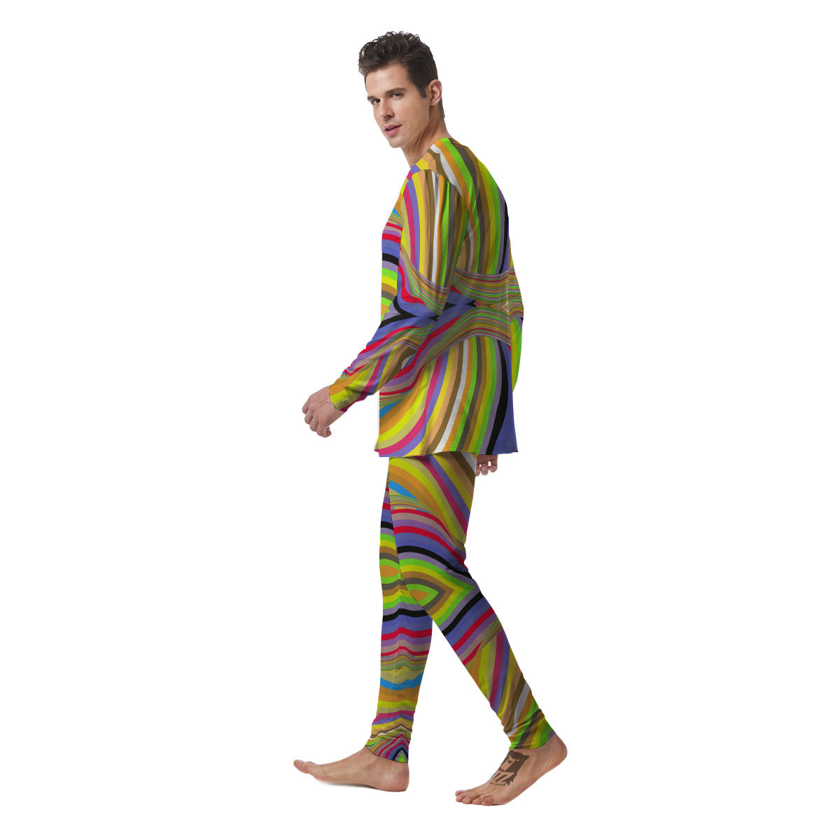 Rave Rainbow Print Pattern Men's Pajamas-grizzshop