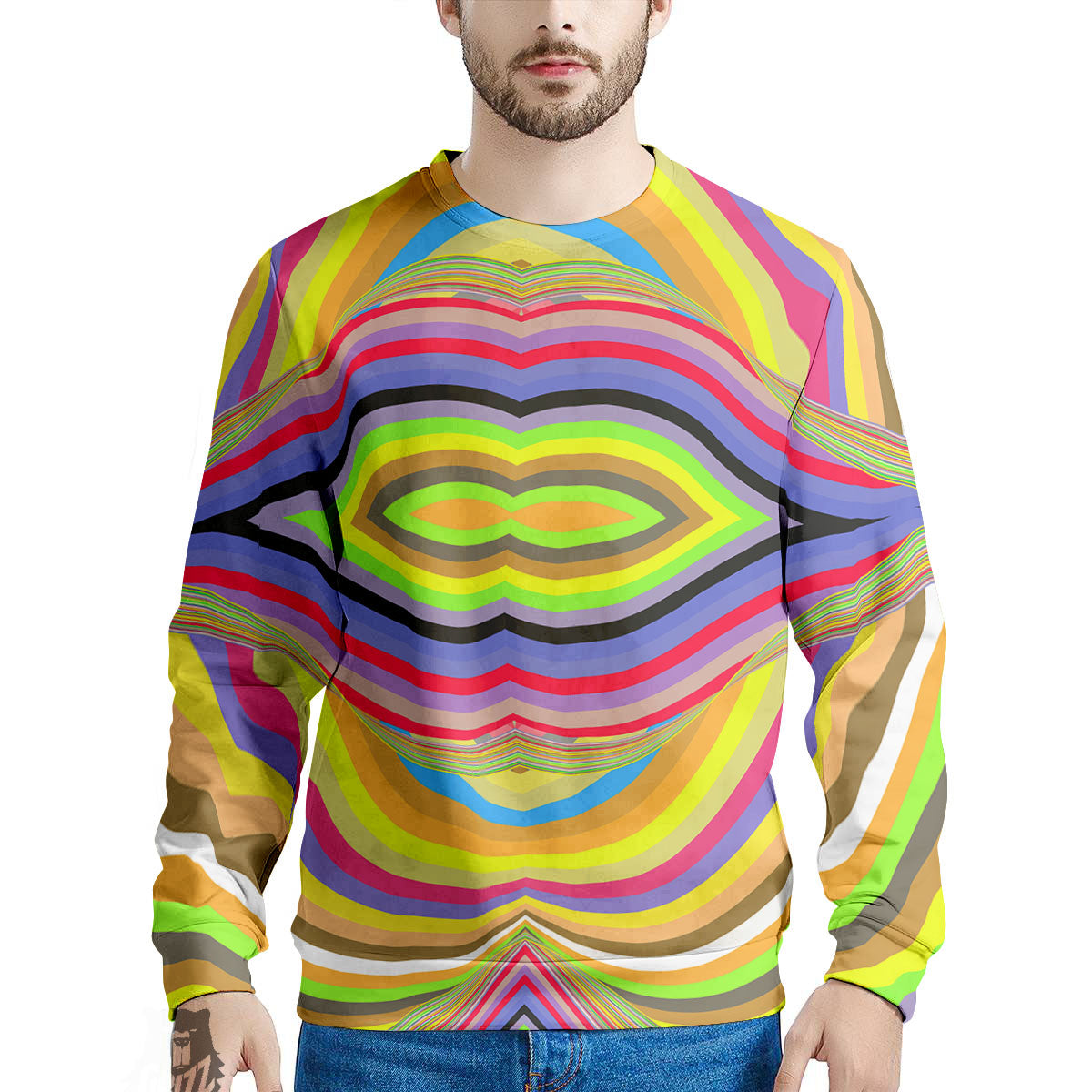 Rave Rainbow Print Pattern Men's Sweatshirt-grizzshop