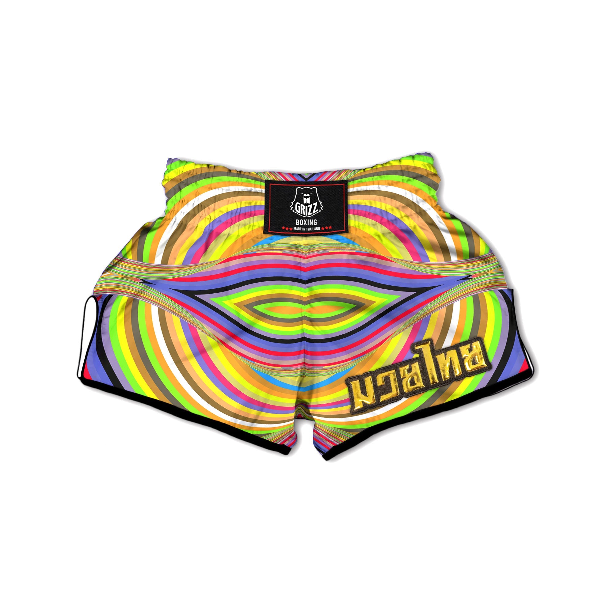 Rave Rainbow Print Pattern Muay Thai Boxing Shorts-grizzshop