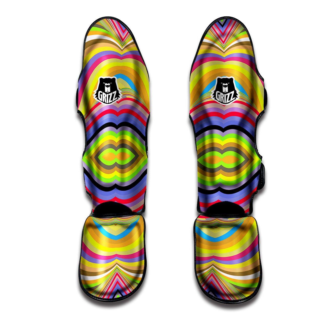 Rave Rainbow Print Pattern Muay Thai Shin Guards-grizzshop