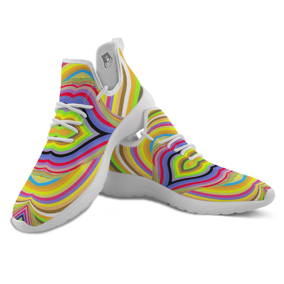 Rave Rainbow Print Pattern White Athletic Shoes-grizzshop