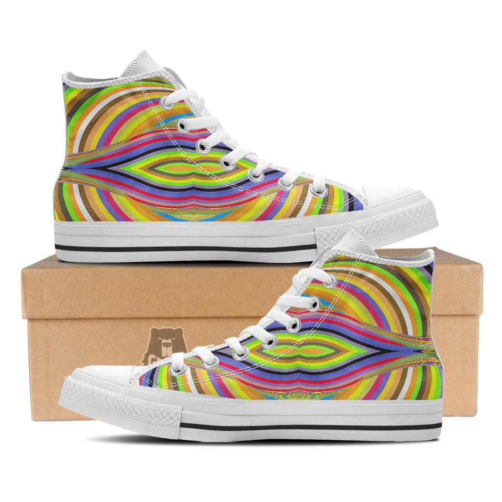 Rave Rainbow Print Pattern White High Top Shoes-grizzshop