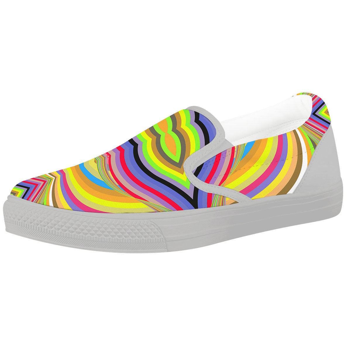 Rave Rainbow Print Pattern White Slip On Shoes-grizzshop