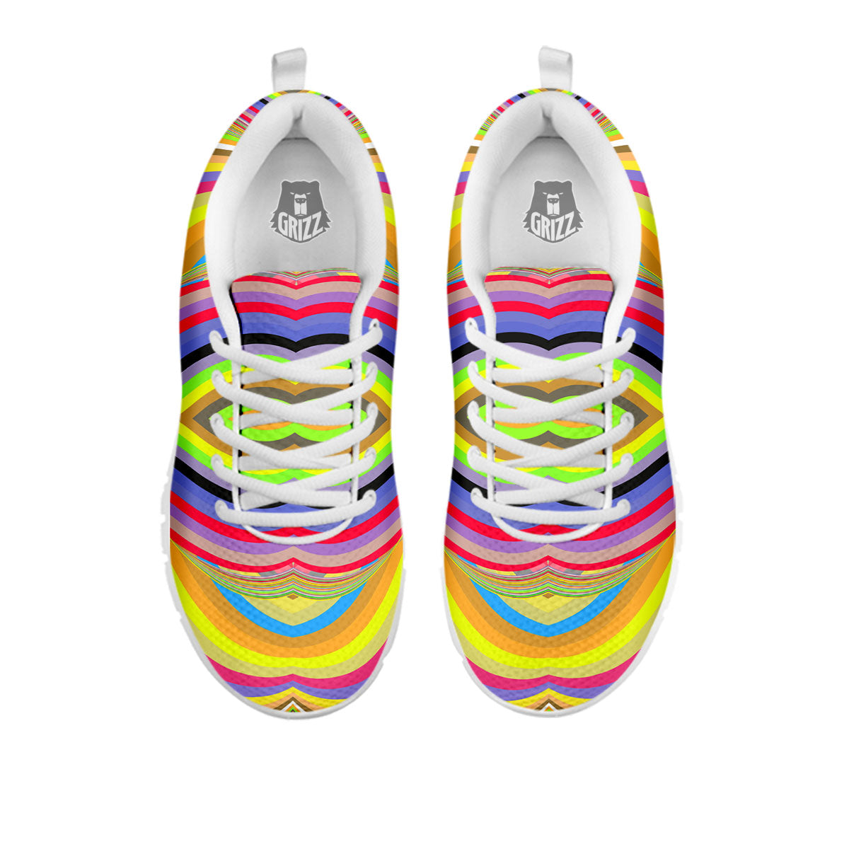 Rave Rainbow Print Pattern White Sneaker-grizzshop