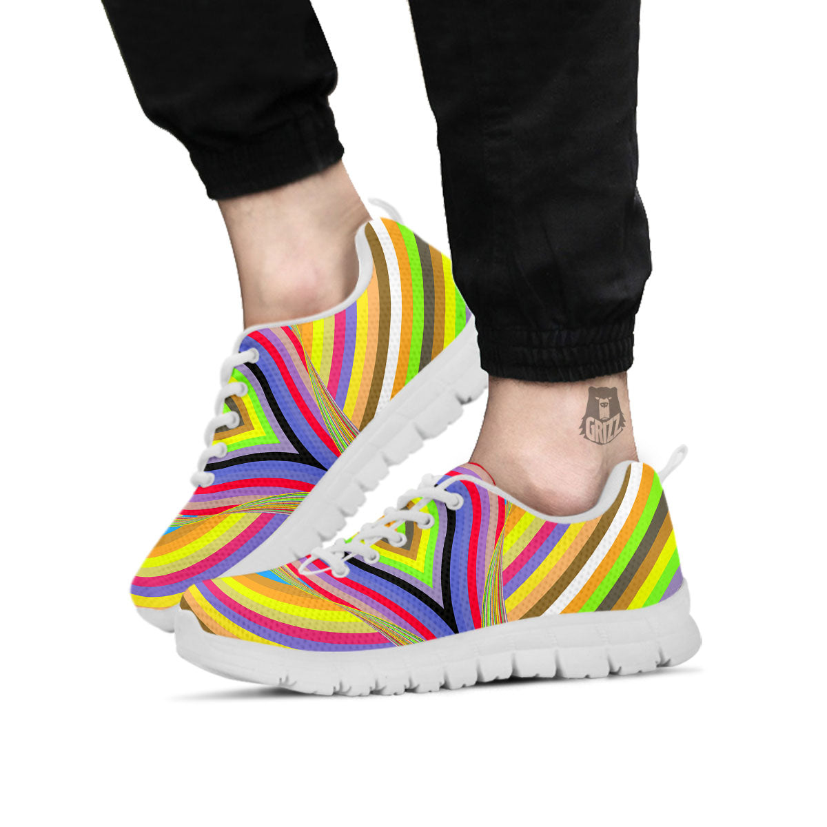 Rave Rainbow Print Pattern White Sneaker-grizzshop