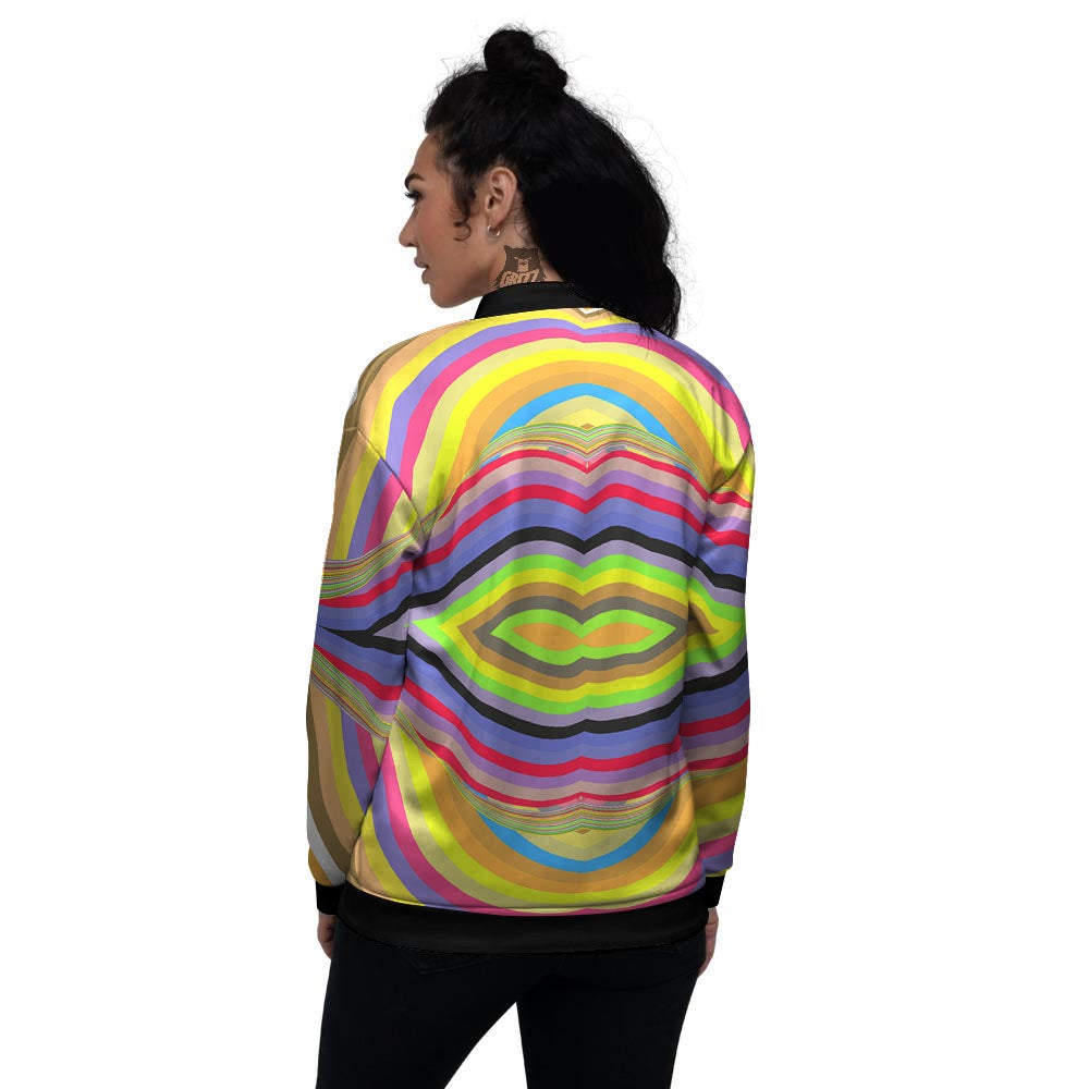 Rave Rainbow Print Pattern Women's Bomber Jacket-grizzshop