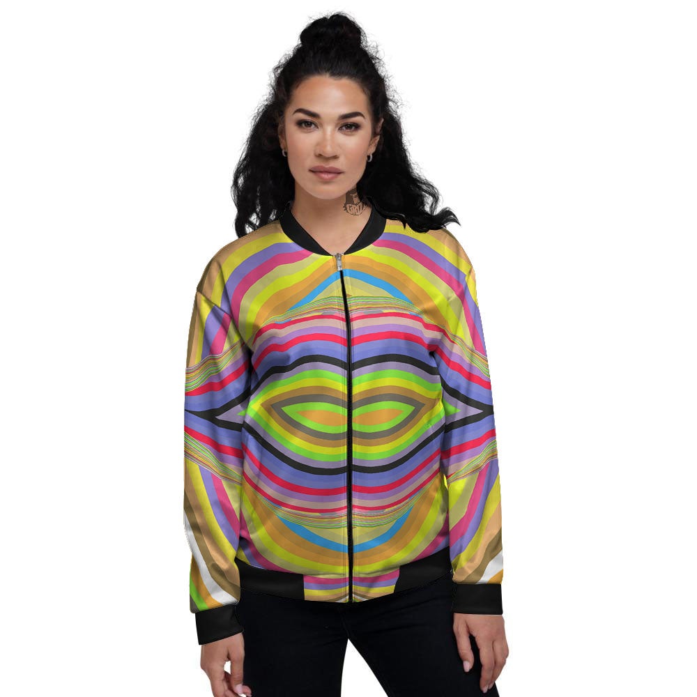 Rave Rainbow Print Pattern Women's Bomber Jacket-grizzshop