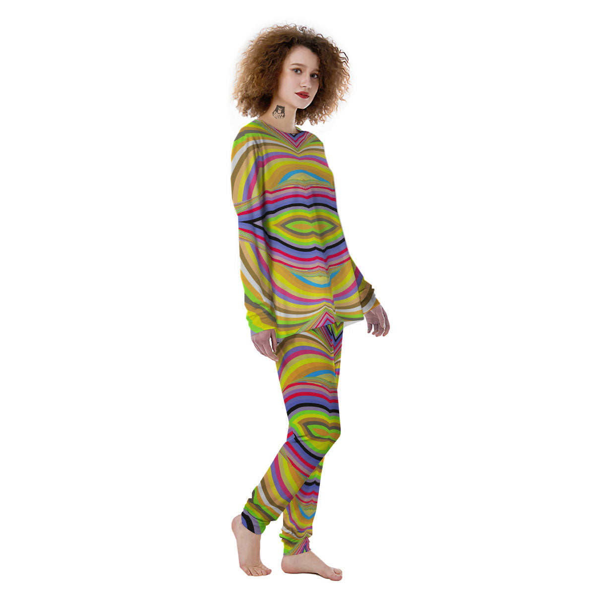 Rave Rainbow Print Pattern Women's Pajamas-grizzshop