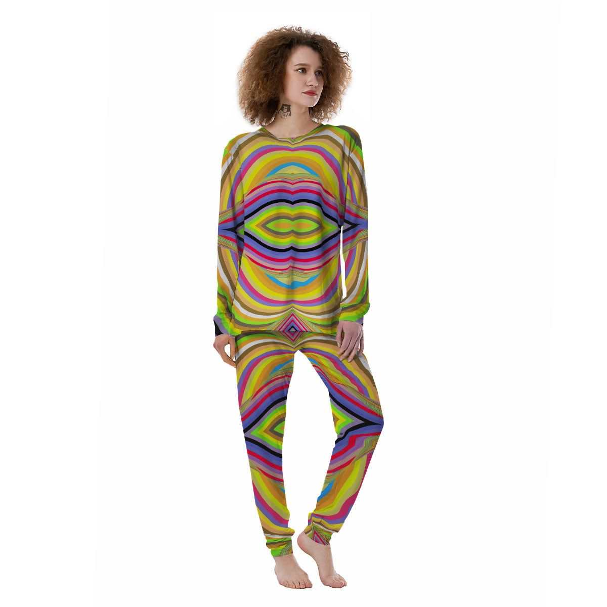 Rave Rainbow Print Pattern Women's Pajamas-grizzshop