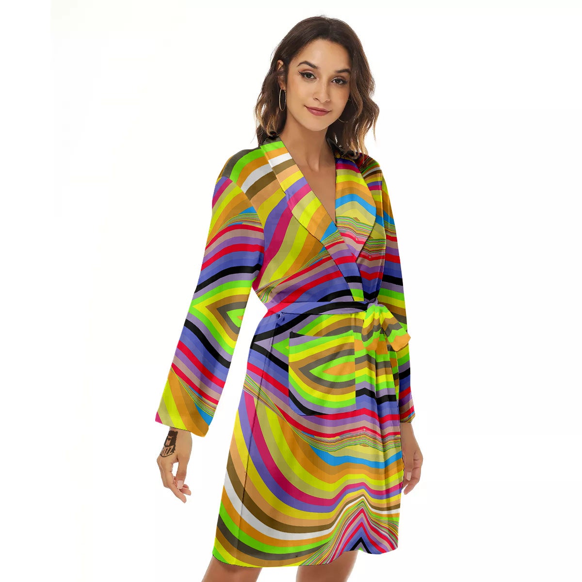 Rave Rainbow Print Pattern Women's Robe-grizzshop