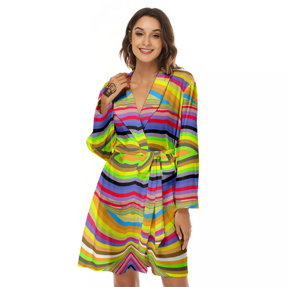 Rave Rainbow Print Pattern Women's Robe-grizzshop