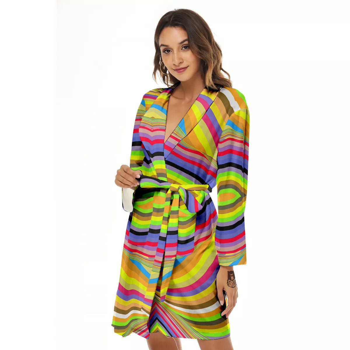 Rave Rainbow Print Pattern Women's Robe-grizzshop